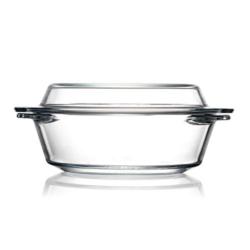 Clear Round Glass Casserole With Lid Glass Bakeware Easy Grab Baking...