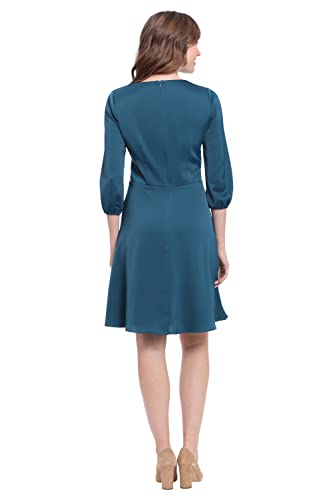 London Times Women's Twist Waist Detail Dress with Front Neck Keyhole4