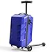 muhub Scooter Suitcase 3-D Hardshell Ride Scooter Luggage for Kids Age 7-15, Cute Lightweight Kids Luggage with Wheels, Girls&Boys Multifunctional Ride On Travel Trolley Scooter Combo-Blue
