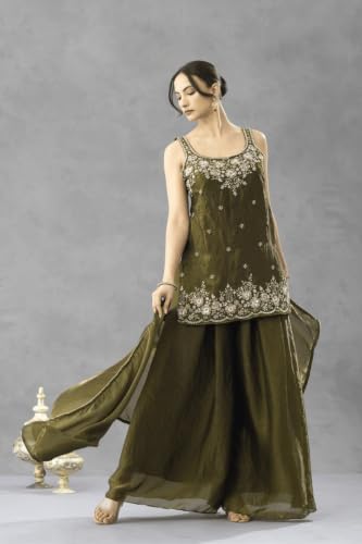 Generic Women's Green Satin Embroidered Kurta Set - Image 7