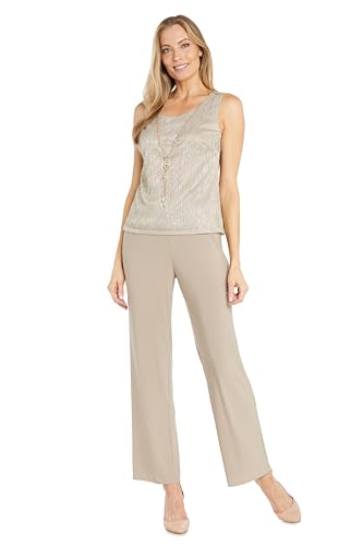 R&M Richards Elegant 3-Piece Sequin Duster Pant Set W/Necklace - Wide-Leg Pull-On Pants & Shimmer Tank2