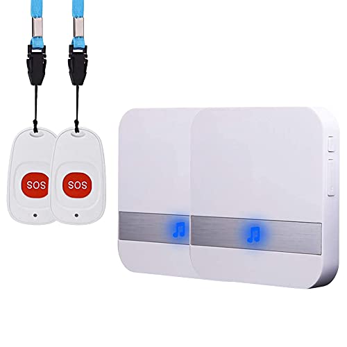 ALEENFOON Alarma Móvil Inalámbrica para Casa con Botón De Emergencia, Versión Plug-in, Alarma De Pánico, Alarma Inalámbrica para Personas Mayores (2 a 2 Blanco)