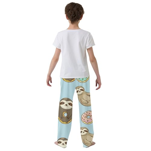 ZZXXB Funny Sloth Donut Boys Long Pants Soft Trousers Elastic Waist Kids Lounge Bottoms with Pockets S-XL3