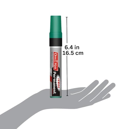 Image of Soni Officemate Jumbo Permanent Marker| Pack of 2 (Green) | Bold, Waterproof, Refillable | Low Odor, Non-Toxic | 10mm Chisel Tip | For Labeling, Signage & DIY