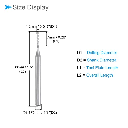 Image of Carbide End Mill Engraving Milling Bits, 1.2mm Bit Dia. 1 /8 inch Shank, CNC Cutting Router Bits Tool - (Applications: for PCB Machine), 10-Pieces