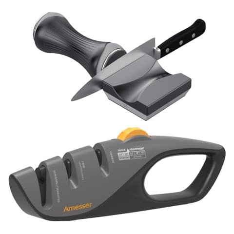 5-Angle Knife Sharpener for Kitchen, Scissors & Pocket Knives – Adjustable 15°-24° Precision Sharpening, Coarse & Fine Slots, Non-Slip Base, Ergonomic Handle for Safe & Easy Use Cover