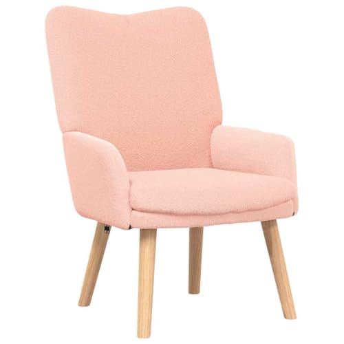 vidaXL Sillón Relajante Rosa Suave Moderno de Tela Suave Asientos Acolchados para Sala de Estar y Dormitorio | Diseño Ergonómico con Patas Cónicas | Mobiliario Interior Cómodo