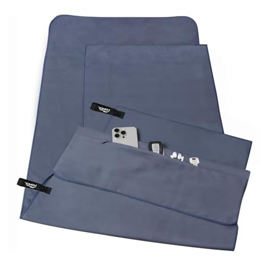 Pameil Juego de 2 Toallas de Microfibra Con Bolsillo Con Cremallera - Fitness y Playa (120 x 50 cm Grande + 80 x 40 cm Pequeña) - Ultra Absorbente y Compacta