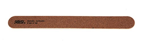 Sassi Garnet Wooden Emery Board, 180/180 Grit - 12 Pieces