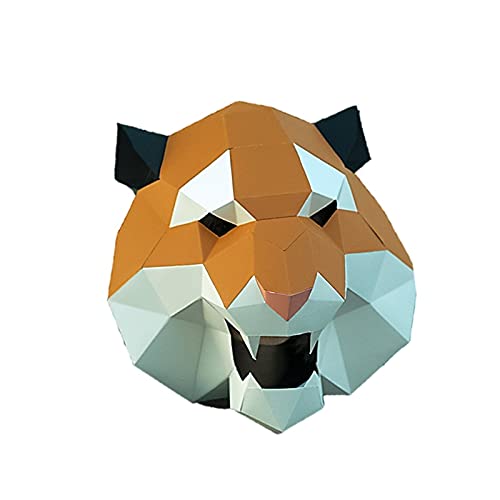 (ST TS) お面 仮面 動物 アニマル ペーパークラフト ハロウィン パーティー コスプレ 仮装 インスタ リモート (03 トラ)