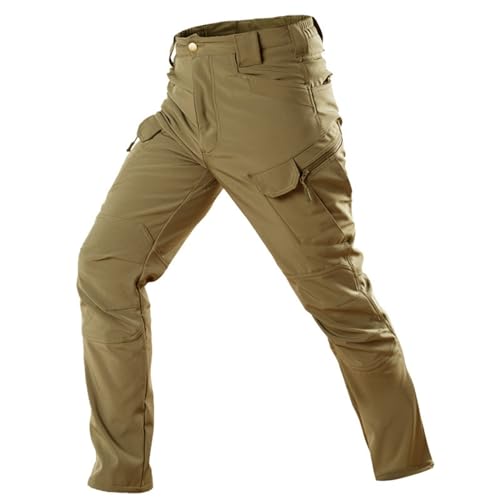 Mens Hiking Pants Winter Waterproof Softshell Fleece Lined Snow Ski Cargo Pants