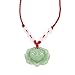 AISHIKEKE Fashion Natural Green Jade Lotus Pendant Necklace Lucky Charm +Red Cord