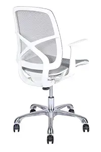 NXTGEN MISURAA Imported Criss Cross Mid Back Ergonomic Office and Home Chair with Korean Mesh Seat and Back, Built in Seat Mechanism and Lumbar Supporting Back (White)
