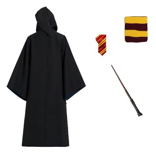 OYYJIG Magician Robe for Adult Teens Wizard School Costume for Men Women Four Magic College Styles Cloak Witch Hooded Cape (Red M)