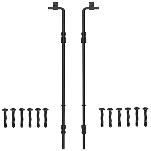 Image of Sdstone 36 Inch Heavy Duty Cane Bolt Gate Drop Rod,Gate Ground Latch Hardware for Wooden Fences,Metal Gates Doors Stopper for Gate Ground (Black Finish,2 Pack)