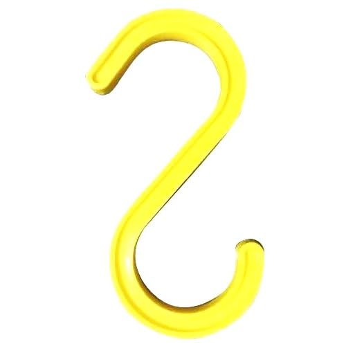 FreeFall Safety S Type Hanger Hook Yellow S Shape Plastic Hook PVC Light Weight Rust Free for Stand Display, Bathroom Accessories, Cloth Hanger, Home & Office Decorative Hook- 6 Inch 10Ps