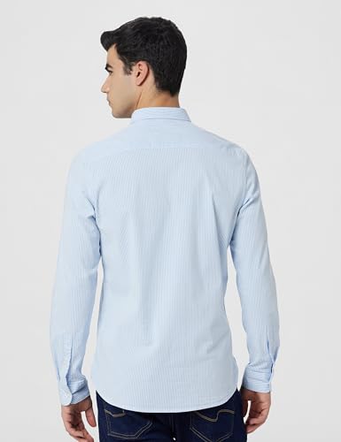 Image of THE BEAR HOUSE Men's Cotton Striped Slim Fit Casual Shirt