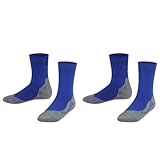 FALKE Unisex Kinder Laufsocken RU4 K SO Baumwolle Antiblasen 1 Paar, Blau (Cinque Terre 6524), 31-34 (Packung mit 2)