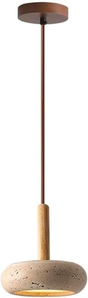 Small Yellow Travertine Pendant Light, Wabi-Sabi Style, Hanging Bedside Light, Chandelier, Dining Room, Bar, Kitchen, Ceiling Island, Vintage LED Ceiling Lights, 3000K - Warm Lights - View #11