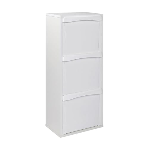 Generico Mobile in Legno Raccolta DIFFERENZIATA 3 VANI 25X40 CM H 101 CM (Bianco)