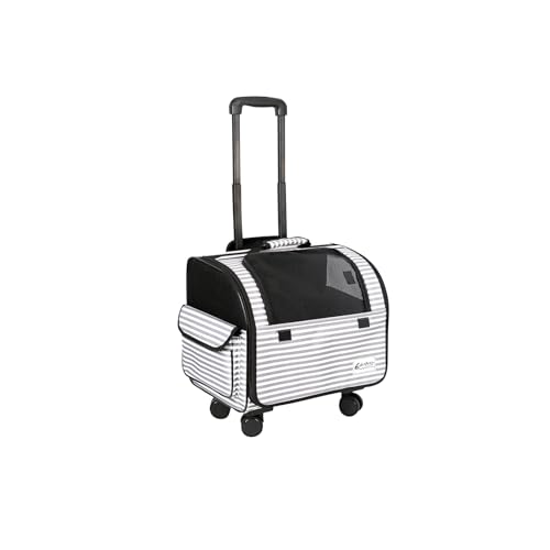 Galatée Borsa Da Viaggio Per Cani Con Ruote Removibili, Trasportino Per Animali Approvato Dalle Compagnie Aeree, Borsa Pieghevole Per Gatti Con Rete Traspirante, Passeggino Per Animali(Bianco)