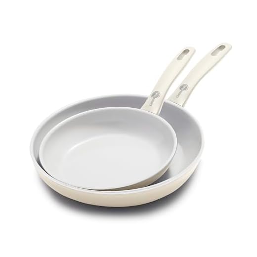 GreenPan Dover 8” 10” 2 Piece Frying Pan Skillet Set, Non-Toxic PFAS-Free Ceramic Nonstick Coating, Sear Saute Fry Egg Omlete, Dishwasher & Oven Safe, Stay Cool Handle, Easy Pour Rims, Cream White