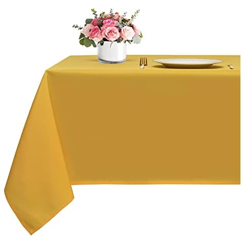 Square Tablecloth - 54x54 inch - Waterproof and Stain Resistant Washable Polyester Table Cloths, Fabric Table Cover for Kitchen, Dining, Parties, Indoor and Outdoor Use, Gold Cover