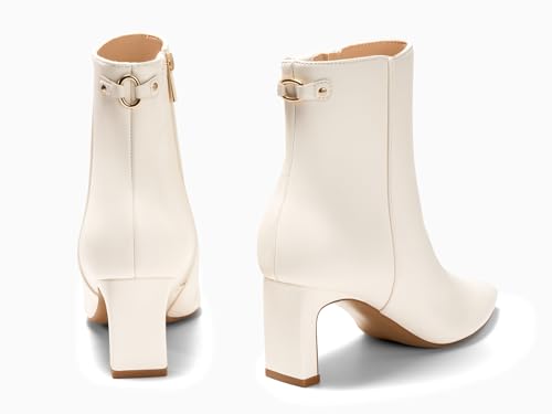 Image of Coutgo Womens Ankle Boots Chunky Heel Closed Toe Booties Side Zipper Winter Dress Shoes