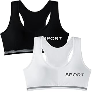 EDS Service Teen Girls Bra, 2 Pack Kids Crop Top Bra, Girls Training Bra with Removable Pad, Cotton Sports Vest for Age 8-14 Years
