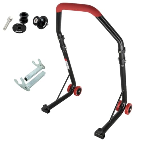 SEFIS D18 Motorradständer Set + M6 Prismabuchsen Hinterrad Motorradheber Serviceständer Heck motorrad montageständer hinten ständer aufbocken (Rot, für Aprilia Tuono V4 1100 / 660)