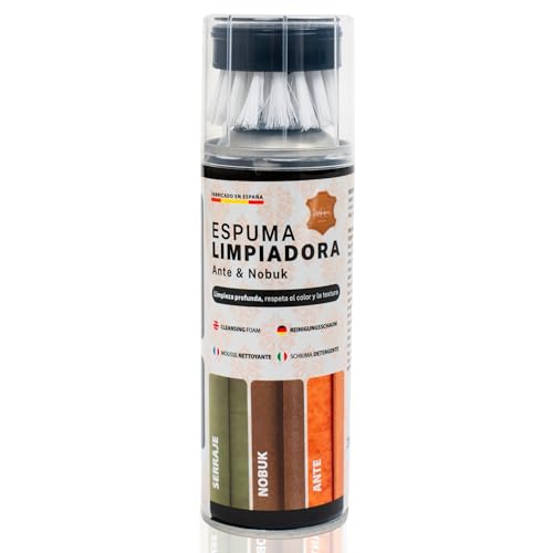 MG ARTESANOS | Spray Limpiador para Ante y Nobuk – Limpieza en Seco para Zapatillas, Botas y Bolsos, Elimina Manchas y Suciedad sin Dañar el Material