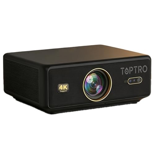 Image of (4K HDR10, 30000 Lumen, HDMI ARC) TOPTRO Legend Gold Pro Projector 4K Ultra HD, Fully Sealed, AI Auto Focus, YouTube Hotstar Prime Net - Flix, Android 3G 32G, 2500 ANSI 1080p Native Mini LED Projector