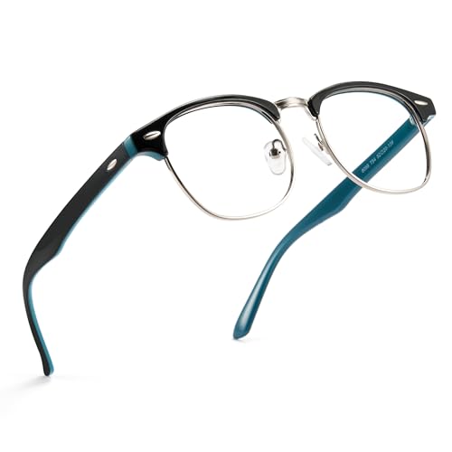 Image of Cyxus Blue Light Glasses Men Women Retro Semi Rimless Browline Blue Light Glasses for Computer Eye Strain Gaming Glasses Anti Harmful Blue Light 8056T54