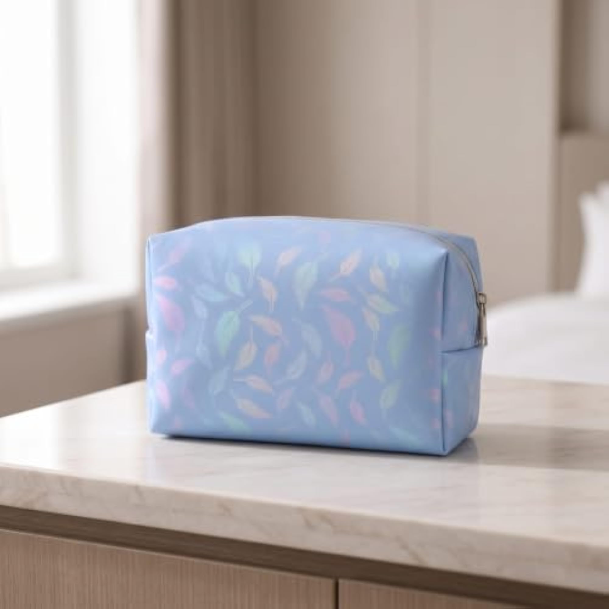 Floral Cosmetic Bag, Blue