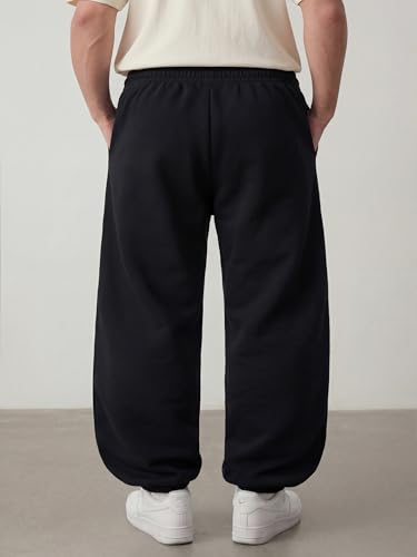 Image of Mens Baggy Sweatpants Wide Leg Casual Elastic Waist Drawstring Athletic Loose Jogger Fall Sweat Pants with Pockets