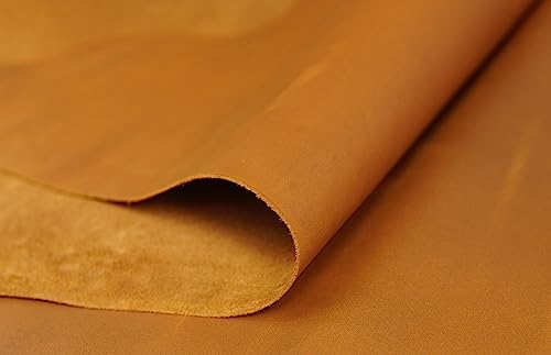 Doqn バッファローレザーシート 2.0-2.2mm(5-5.5オンス)厚仕上げフルグレインバッファローレザーハイドクラフトツーリング、ソーイングホビーワークショップクラフトレザー(バーボンブラウン6インチx12インチx2シート)