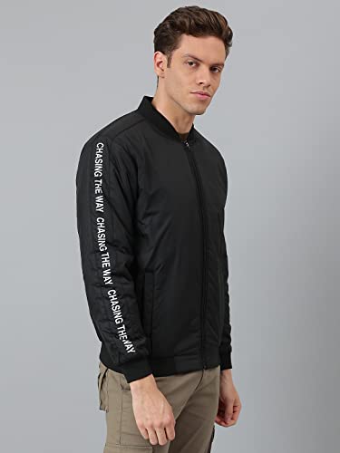 Image of Dennis Lingo Men's Polyester Long length Long Sleeves Bomber Jacket - Mandarin Collar, Welt Pocket, Lightweight, Casual Winterwear