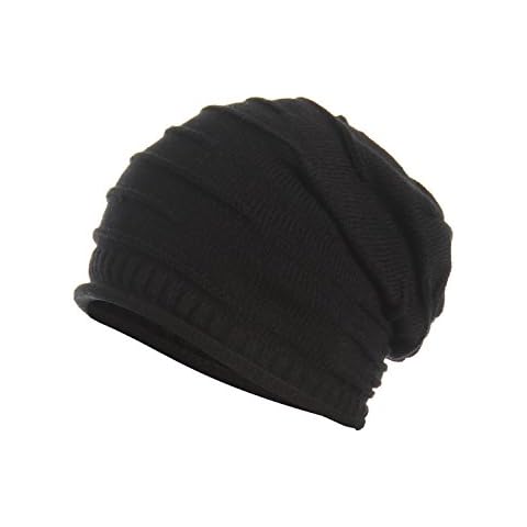 MinYuocom Unisex Winter Slouch Beanie Knitted Skully Hat MZA0178B Black Cover