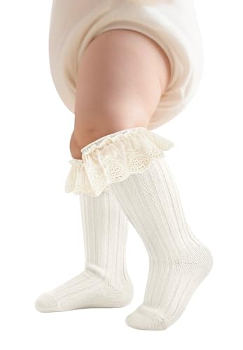 Zando Baby Knee High Socks with Ruffles, Toddler Girls Ruffle Socks for Infant Newborn Toddlers 0-4T
