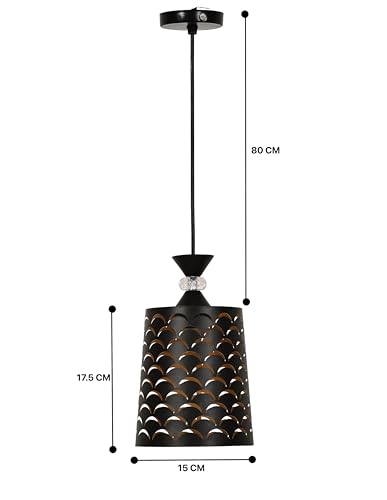 Image of Groeien Pack of 2 | Black Finish Metal Crystal Hanging Pendant Ceiling Lamp Fixture | Chandelier for Home, Indoor, Outdoor,Living Room, Bedroom(Bulb not Included) (DeepArc Light, 2)