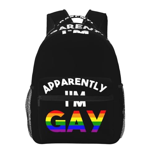 I'm Gay Pride LGBTQ Funny Rainbow Backpack Lightweight Laptop Backpack Casual Daypack Travel Double Shoulder Bag For Women Men