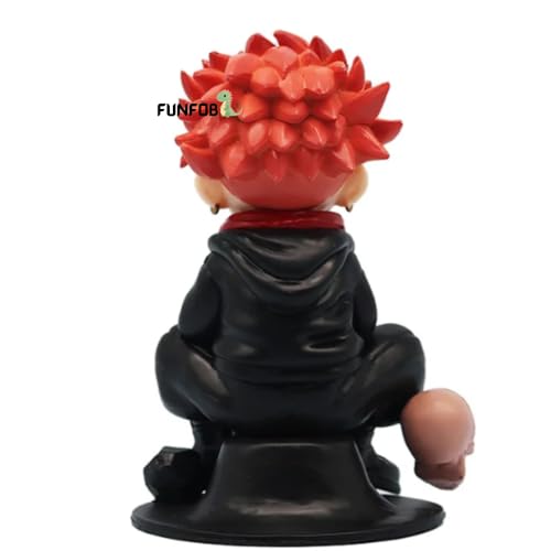 Image of FUNFOB Jujutsu Kaisen Yuji Itadori Action Figure Height - 12cm Collectible for Anime Fans Manga Weeb PVC Multicolour | Yuji Sitting Skull