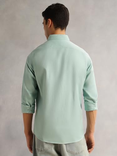 Image of Thomas Scott Men's Cricket Club Collection Classic Regular Fit Twill Shirt | 100% Cotton Long Sleeve Solid Shirt with Button Down Collar (Available in Plus Size)