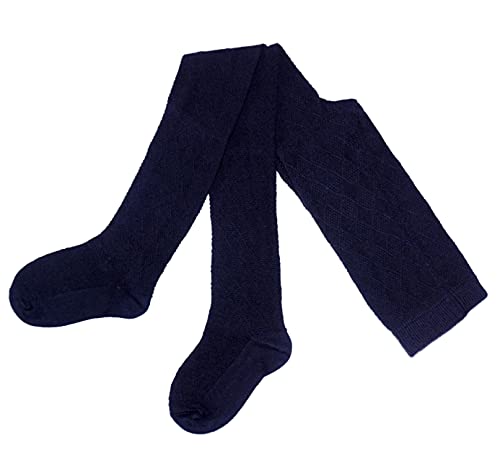 Weri Spezials Baby und Kinder Strumpfhose für Mädchen Baumwolle Filet Große Rhombe (80-86, Marine Rhombe) Cover
