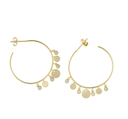 Pendientes de aro Salvatore en plata de ley con circonitas para mujer 213A0141