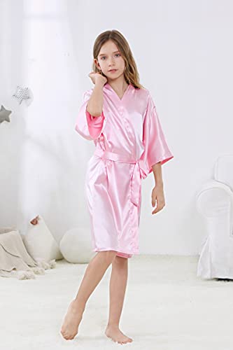 Glittering Flower Girl Solid Color Satin Robe for Wedding Bridal Party3