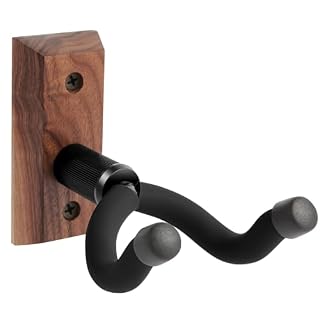 Guitar Wall Mount, Guitar Hangers Hooks Bracket Holder Stand for Acoustic and Electric Guitars Bass Banjo Mandolin, Black Walnut Wood Base - Les Beatles, Paul McCartney, John Lennon, RIngo Starr, George Harrison