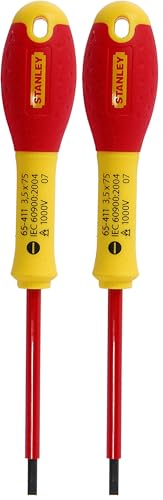 STANLEY 1-65-411 - Destornillador aislado vde 1000v FatMax plana 3,5 x 75 mm (Paquete de 2)