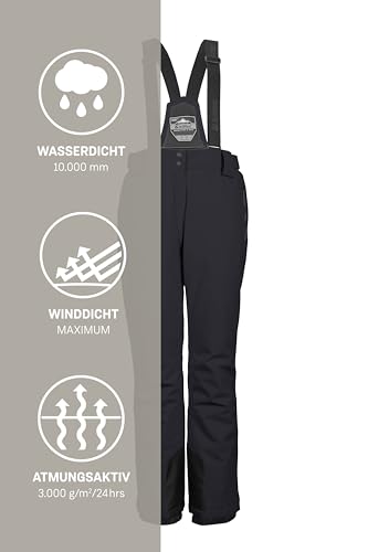 killtec Damen Skihose/Funktionshose mit abnehmbaren Trägern, Kantenschutz und Schneefang KSW 249 WMN SKI PNTS_ERIELLE, schwarz, 42, 43428-000