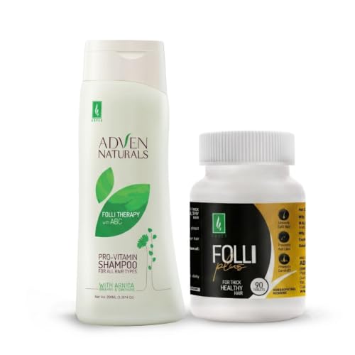 Image of Adven Hair Care Combo Folli Plus 90 Tablets + Pro-Vitamin Shampoo 200ml